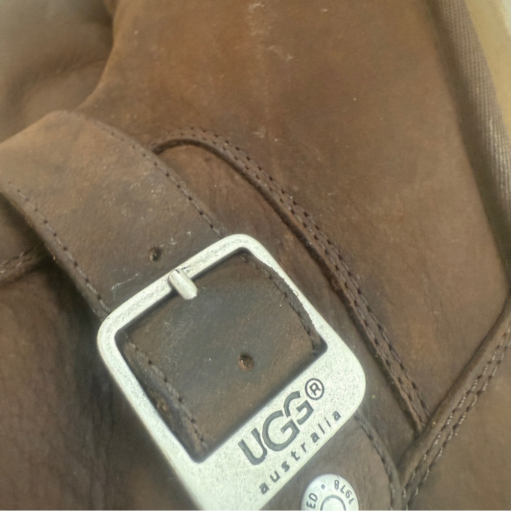 Ugg Australia Boots 5678 Brown Leather Womens Us Size 9 Shearling Lined Strapped - Picture 6 of 9